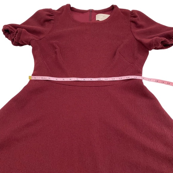 Gal Meets Glam Red Vino Kristen Puff Sleeve Fit And Flare Pocket Dress, Size 12 - Picture 9 of 16